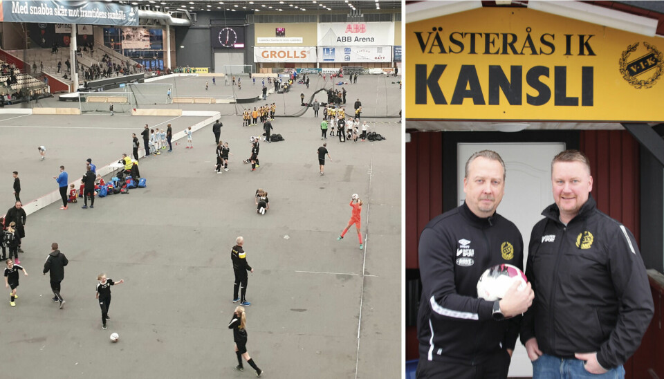 Klassiska cupen tillbaka 2023 i ABB Arena Syd. Till höger Michael Hellberg och Andreas Svahn från arrangören VIK Fotboll.