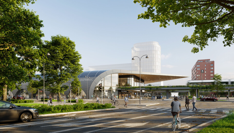 Nytt planförslag. Illustrationen visar hur den alternativa stationsbyggnaden skulle se ut från Kopparbergsvägen. Nytt planförslag. Illustrationen visar hur den alternativa stationsbyggnaden skulle se ut från Kopparbergsvägen.
