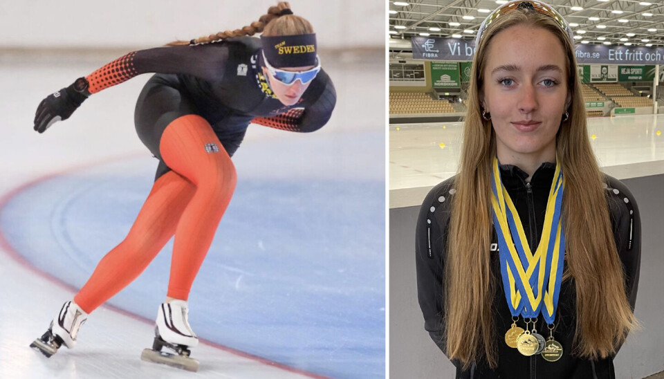 Felicia Nilsson med sina medaljer från hemma-USM i februari. Nu kan hon lägga nya medaljer till samlingen.