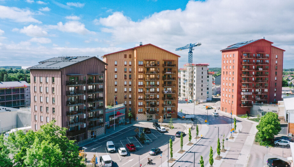De tre nybyggda husen på Bäckby centrum är nominerade till bästa nyproduktion.