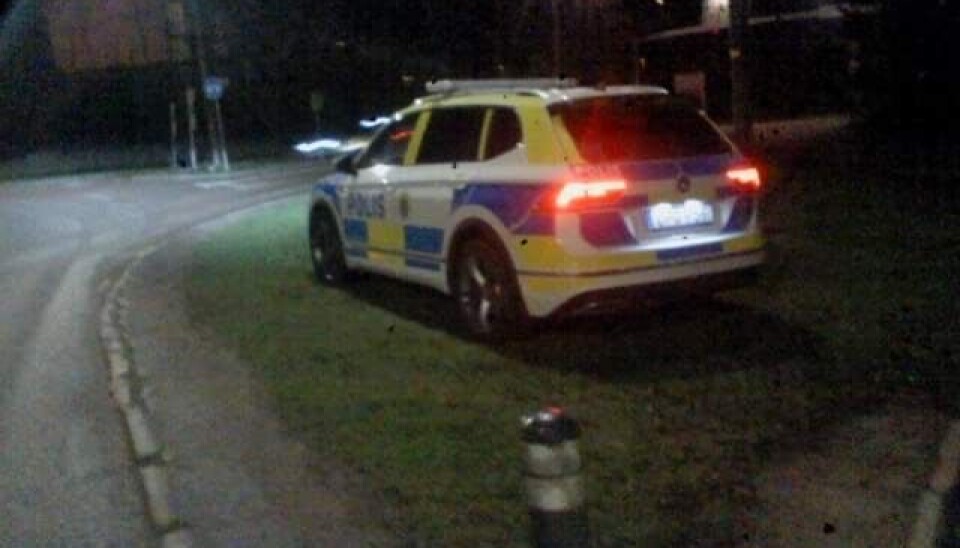 Polisen på plats på Skallberget i natt.