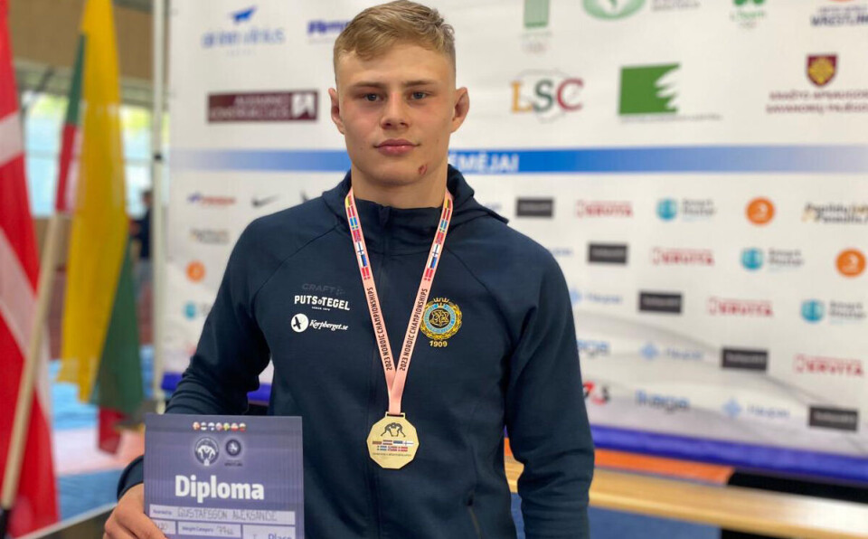 Mästare. Västeråsbrottaren Alexander Gustafsson är nordisk juniormästare.