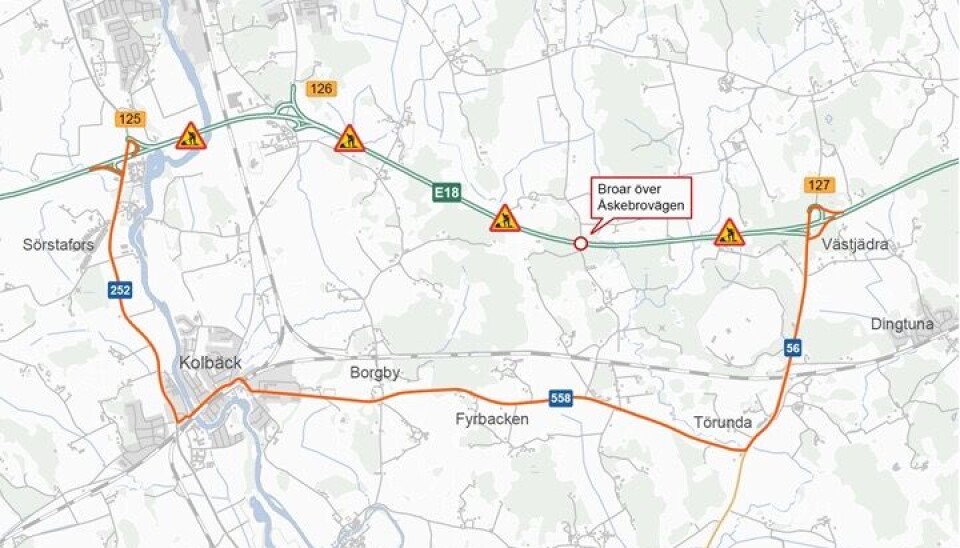 Hit hänvisas trafikanter när E18 stängs av från i morgon fredag. Hit hänvisas trafikanter när E18 stängs av från i morgon fredag.