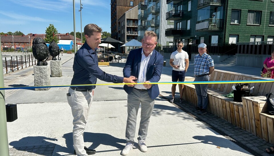 Anders Rastin och Staffan Jansson invigde det nya kajstråket.