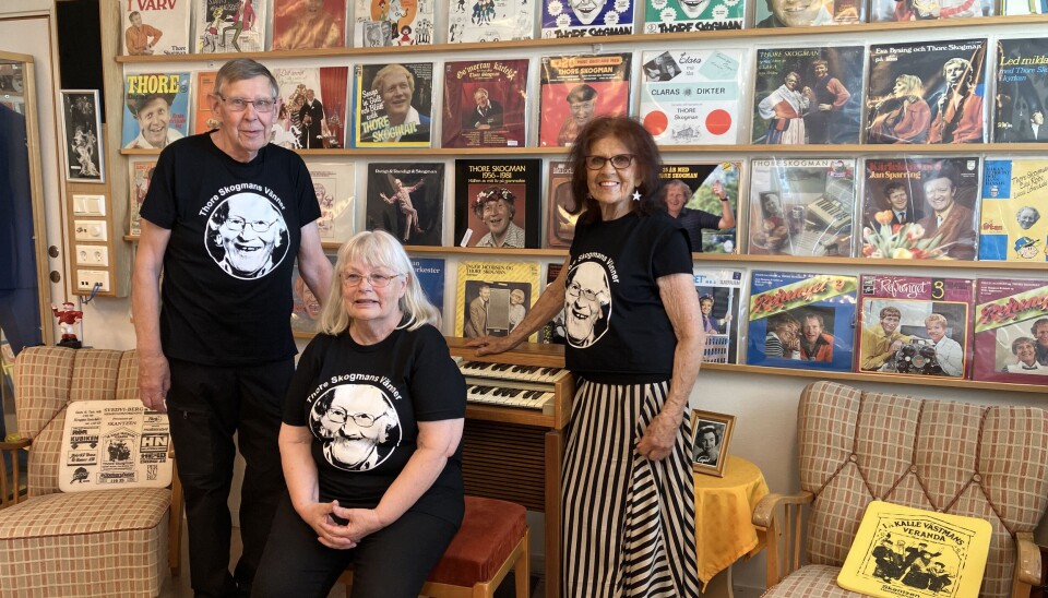 Eldsjälarna Sune Karlsson, Ingrid Körberg och Irene Sangemark på Thore Skogman-museet.