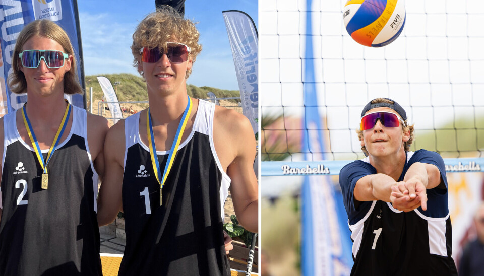 Västeråsaren Erik Ask (tröjnummer 1) tog, i par med juniorlandslagskompisen Jacob Hölting Nilsson, sin första medalj på senior-SM i beachvolleyboll. Västeråsaren Erik Ask (tröjnummer 1) tog, i par med juniorlandslagskompisen Jacob Hölting Nilsson, sin första medalj på senior-SM i beachvolleyboll.