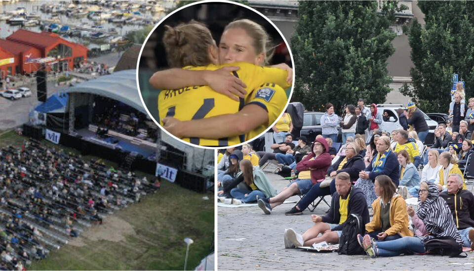 Blågul fotbollsfest i Västerås på tisdag med storbild vid Folkparken vid Mälaren. Senast det begav sig var på Stora torget förra sommaren. Blågul fotbollsfest i Västerås på tisdag med storbild vid Folkparken vid Mälaren. Senast det begav sig var på Stora torget förra sommaren.