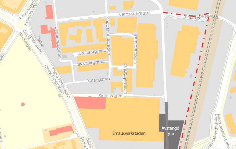 Kartan visar hur trafiken leds om.