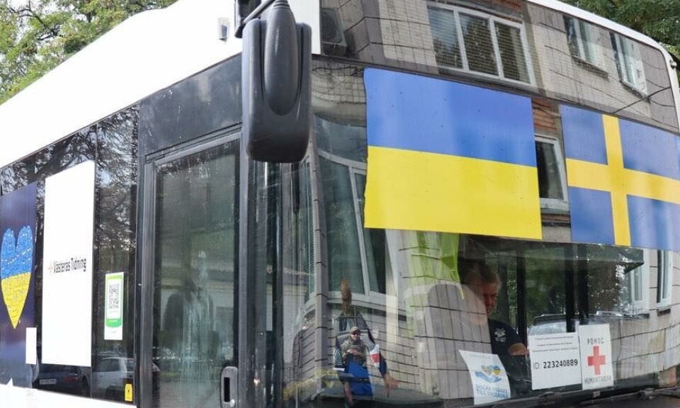 Bussen som kördes ner till Ukraina.