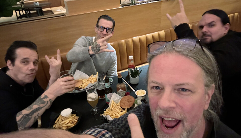 Humöret på topp inför avresan. Från vänster Jarmo Mäkkeli, Patrik ”Walle” Wallert, Danne Svanbom och Joakim ”Jocke” Jonsson.