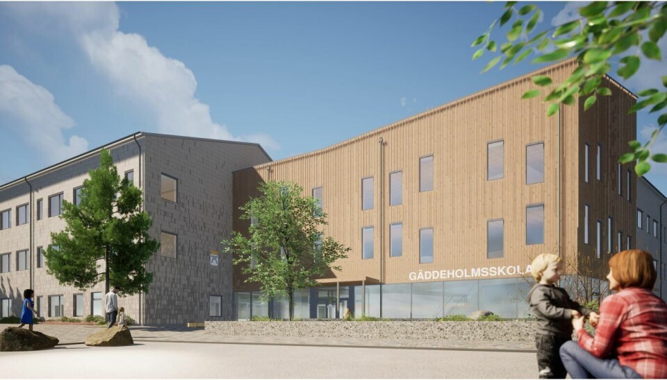 Nya skolan i Gäddeholm. Illustration: Archus