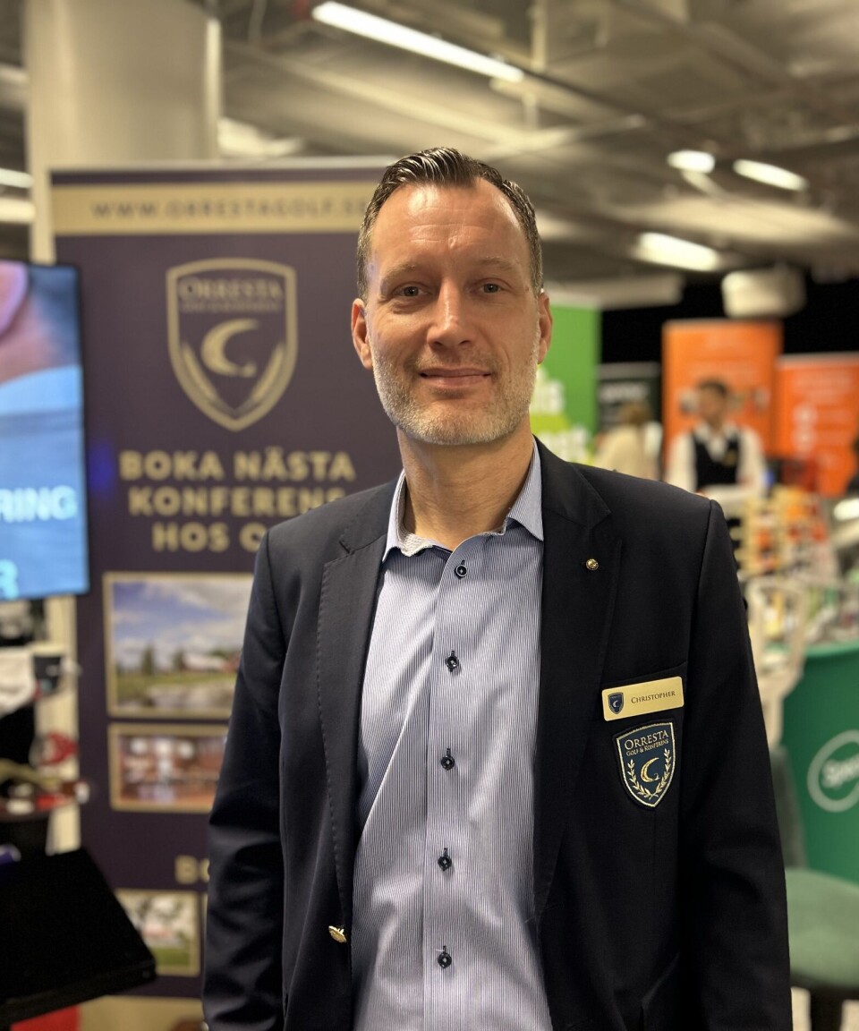 Nöjd utställare. Christopher Duberg Johansson trivs bra på Företagssalongen.