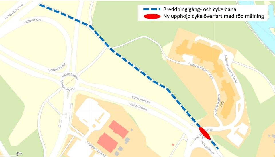 Nu ska det bli säkrare att cykla vid Vallbyleden