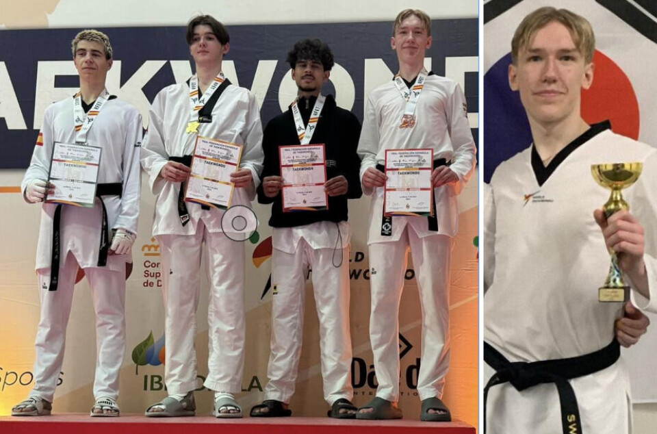 Flera framgångar. Tintin Bergman från Västerås Taekwondoklubb på Spanish Open-prispallen. Till höger efter JSM-guldet i Luleå.