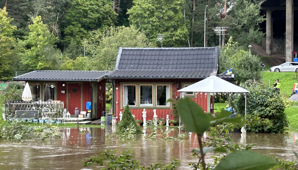 Flera av kollonistugorna i Biskopsängen blev drabbade när Svartån svämmade över.