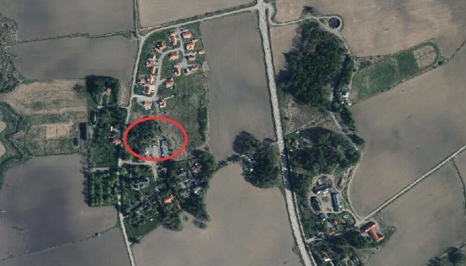 Flygbild över planområdet i Romfartuna.