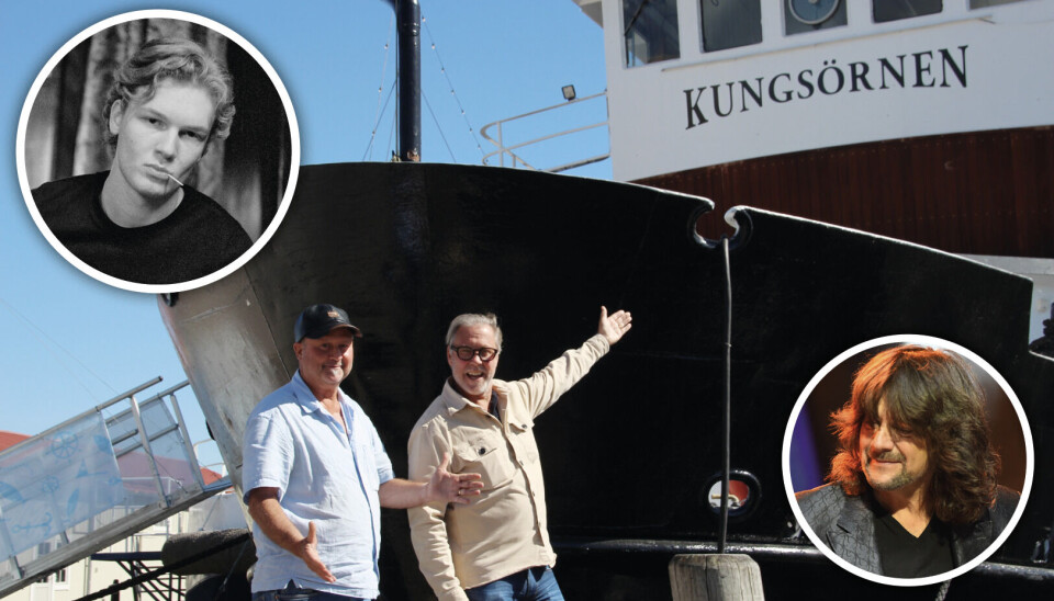 Stjärnorna går ombord. Leif Åhman, musikansvarig, och Patrik Kensert, försäljnings- och evenemangsansvarig på Rederi Mälarstaden vid flaggskeppet Kungsörnen som bland annat huserar Hannes Aitman och Robert Wells i sommar .