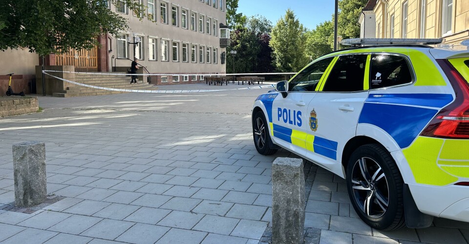 Avspärrat vid Rudbeckianska på onsdagsmorgonen.