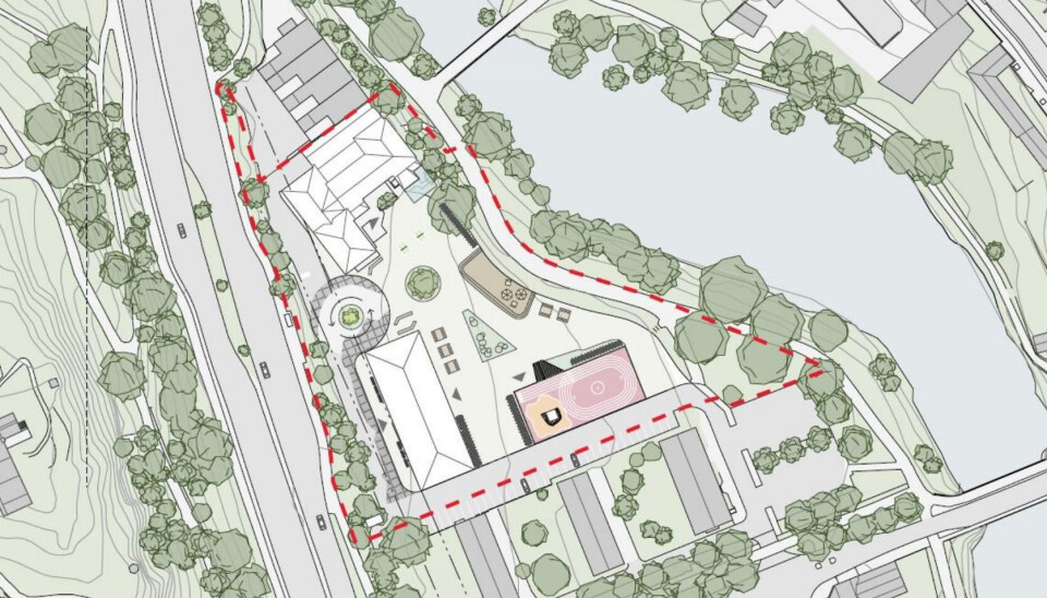 ... men här byggs det en ny skola på parkeringen