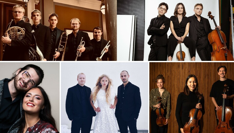 Finalisterna. Duo Julia & Octavian, Brass Unit, Trio Hava, Trio Lumine och Stockholmstrion.