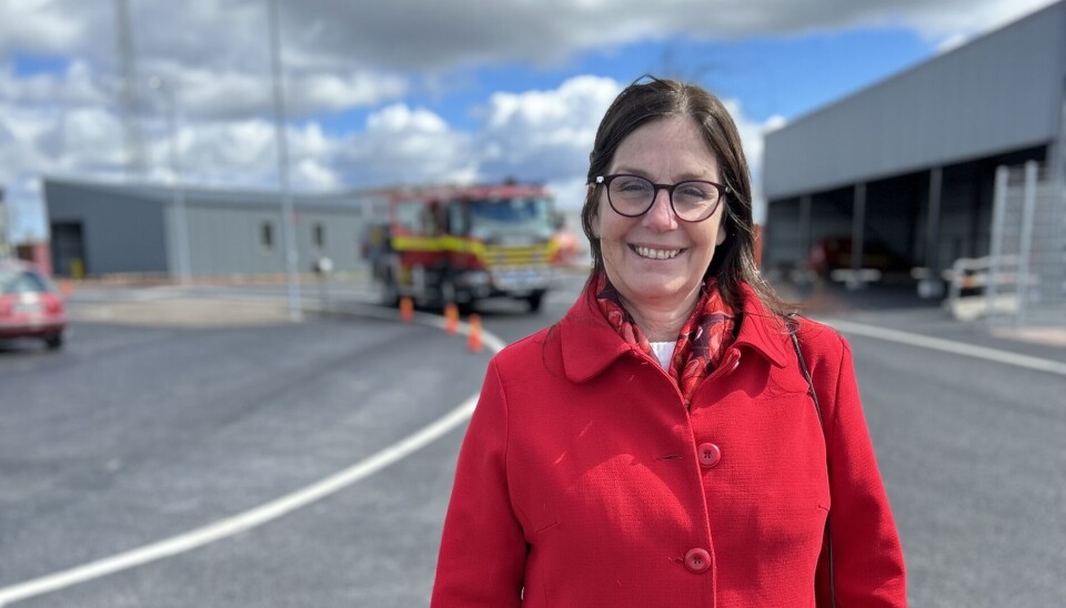 Catarina Pettersson (S) såg fram emot rundvisningen på övningsfältet.