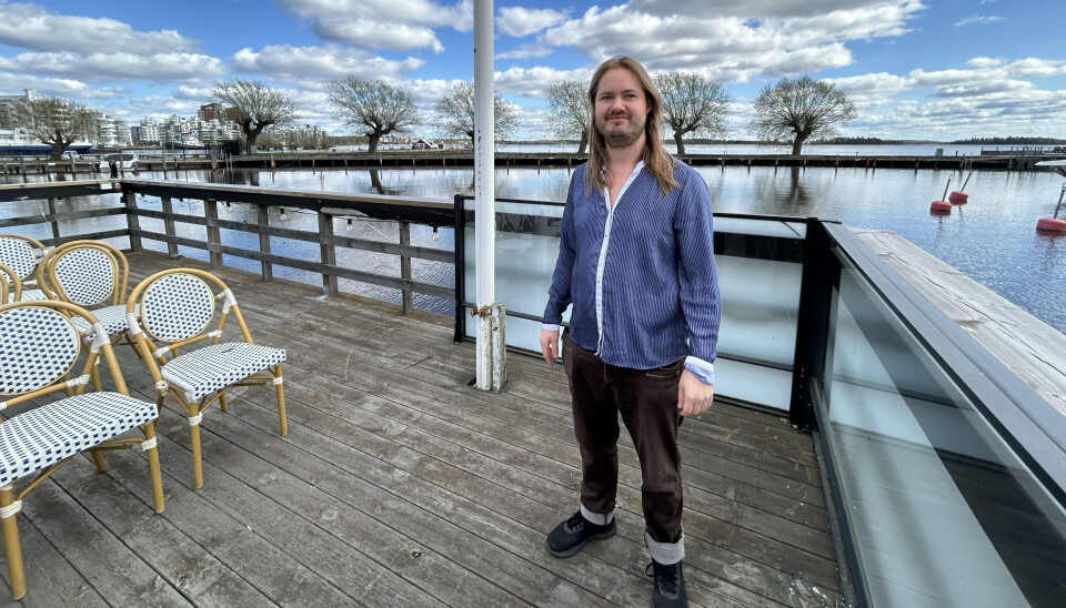 Lokal festival. Arrangören Martin Nordlöf Fröjd på Carlsson på kajens brygga där en av Västerås Musikfestivals två scener kommer att stå (den andra inne).