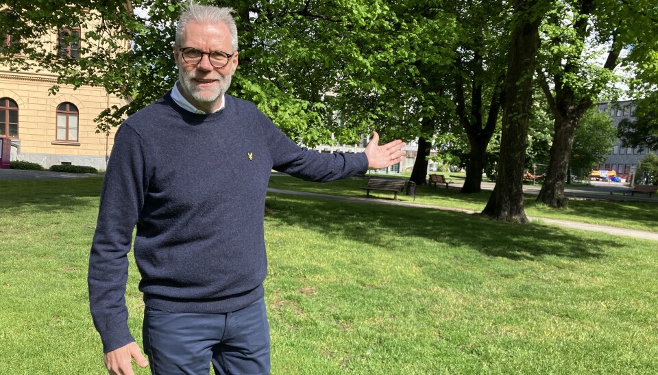 Grönskande nyhet. Alf Westerdahl, festivalgeneral, är glad att kunna presentera årets nyhet. Nu har Mimerscenens område utökats till att även inkludera en bit av Vasaparken.