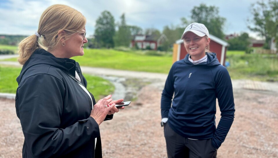 Svenska hoppet Andrea Lignell från Göteborg blir intervjuad.