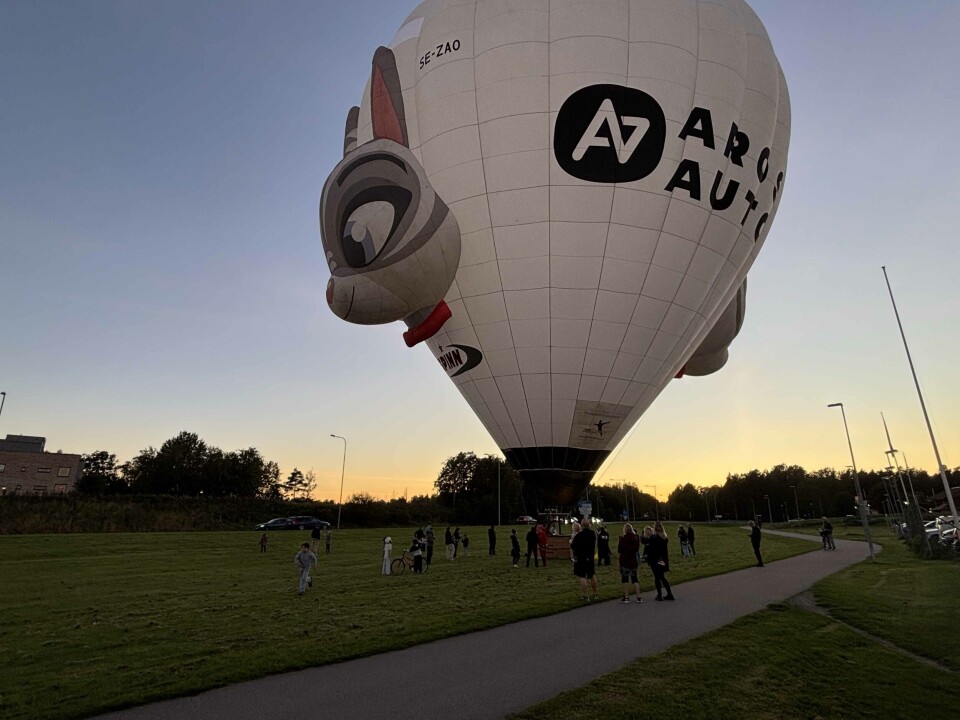 Lockade nyfikna. När ballongen landade på Tunbytorp flockades nyfikna som ville titta på luftballongen.